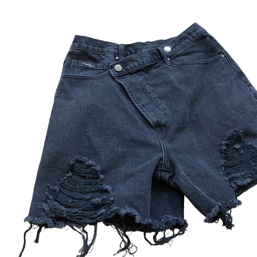 Insane Gene Crossover Black Denim Shorts Distressed Grunge Punk‎ – Small